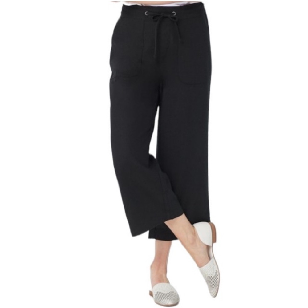 Naturals D & Co. Linen Blend Cropped Pants Black Size Petite S
